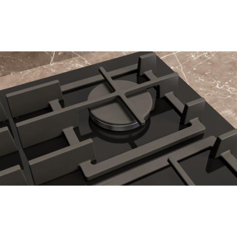 Table gaz verre trempé, 60 cm, IQ500, verre trempé, 4 brûleurs, fonte ( *