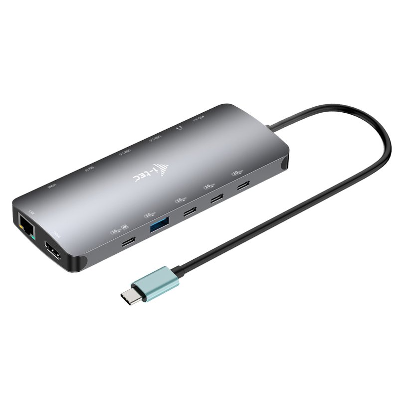 i-tec Metal USB-C Nano 3x Display Dock, 2x HDMI 1x USB-C video with Power Delivery 140W Universal Charger 140 W