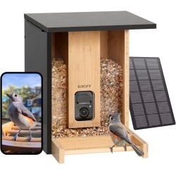 Birdfy - Feeder Bamboo with AI-Powered Bird Recognition Solar Panel
