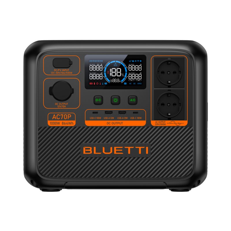 Bluetti AC70P portable power station Lithium Iron Phosphate (LiFePO4) 1000 W 10.7 kg