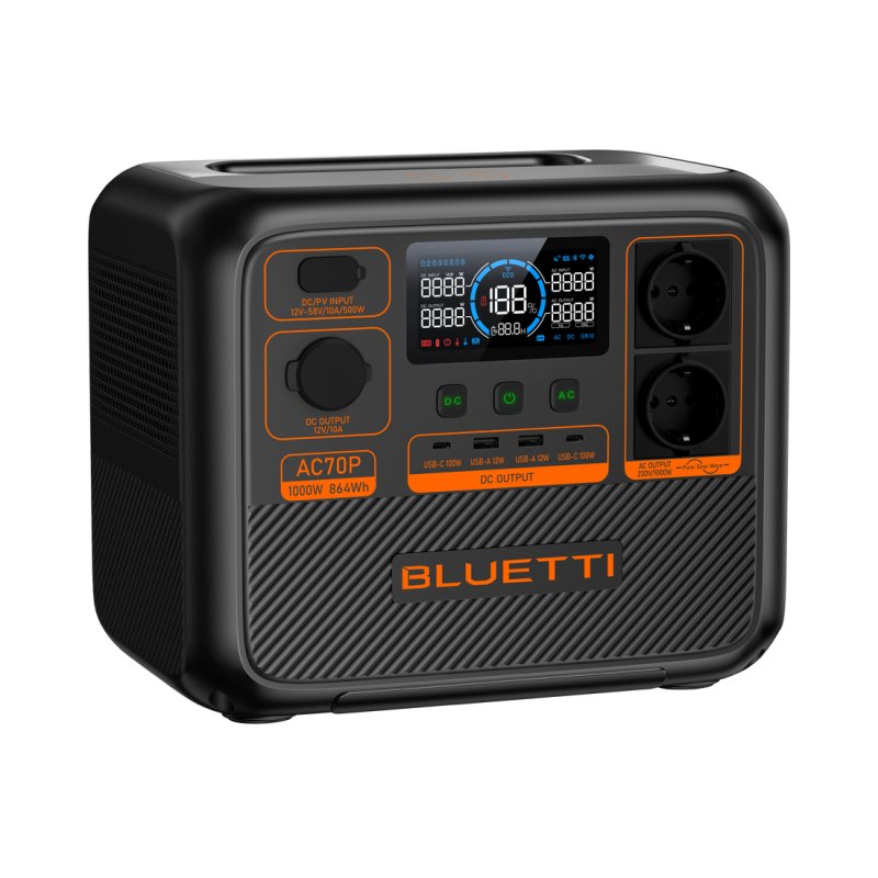 Bluetti AC70P station d'alimentation portable Phosphate de fer lithié (LiFePo4) 1000 W 10,7 kg