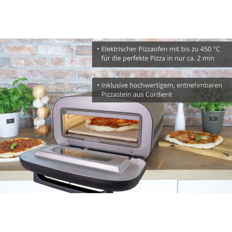 Pizzaofen Don Alfredo (schwarz, 1.700 Watt, für Pizzen bis ca. Ø 30cm)