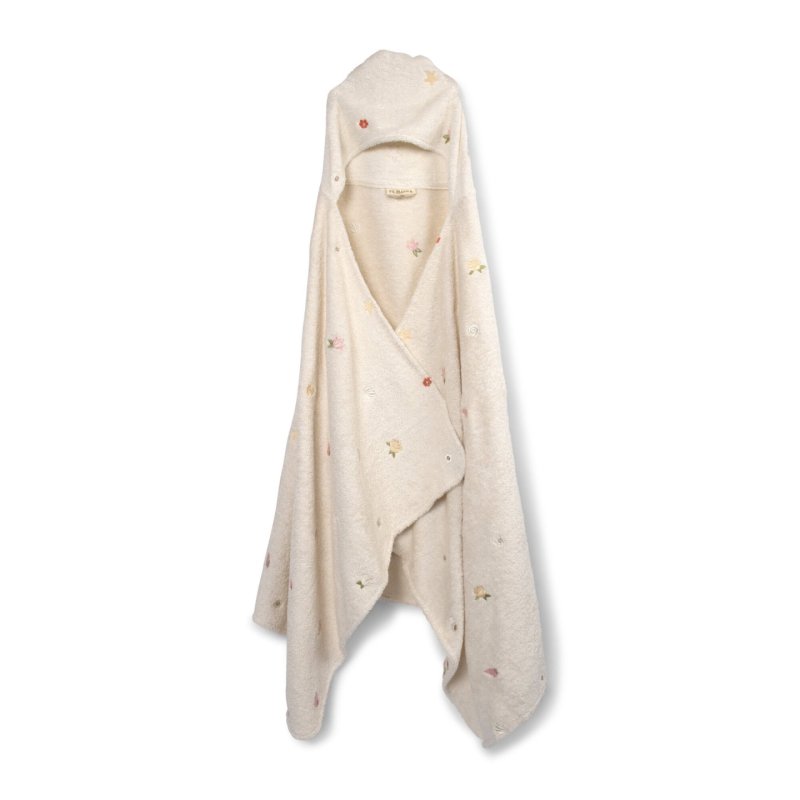 Filibabba - Embroidered hooded towel - Ocean Blossom - White - 12-60 m (FI-03576)