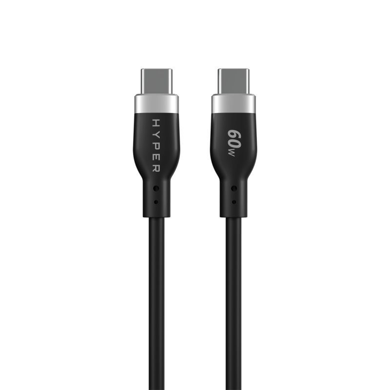 1.5m Silicone USB-C to USB-C 60W Black