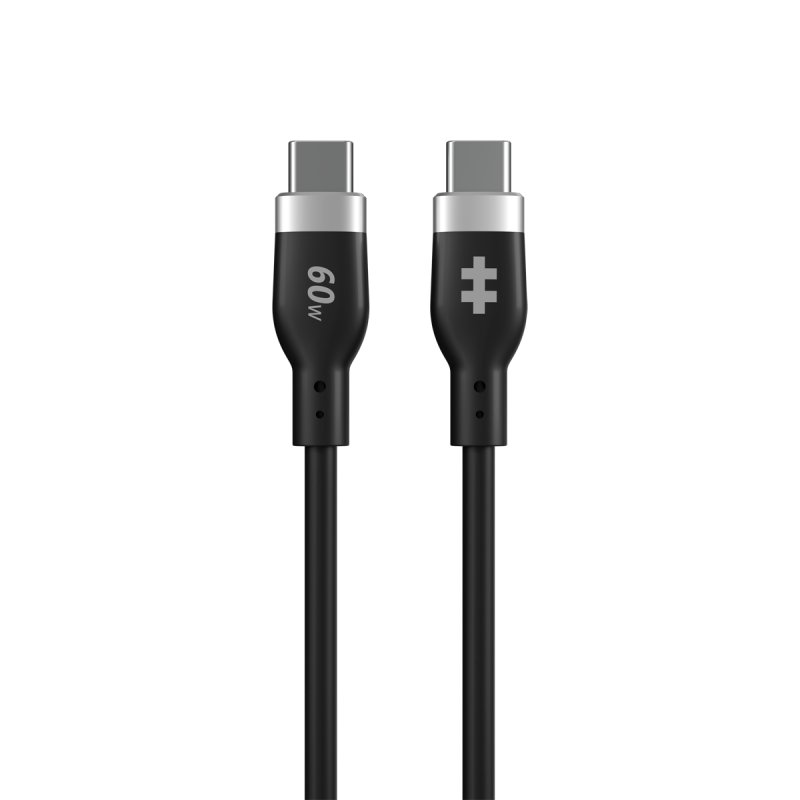 1.5m Silicone USB-C to USB-C 60W Black