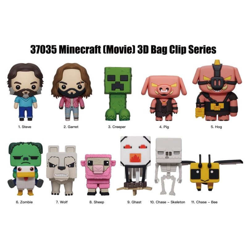 MINECRAFT FILM - Series 1 - 3D Foam Bag Clip (Display 24 Pcs)
