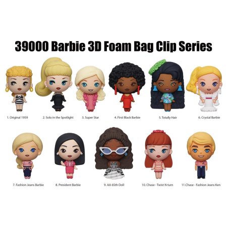 BARBIE - Series 1 - 3D Foam Bag Clip (Display 24 Pcs)