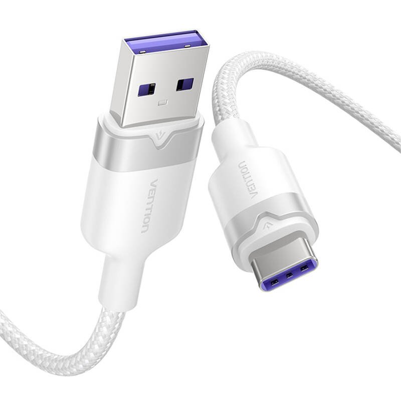 USB 2.0 A to USB-C 6A Vention CTOWH 2M cable (white)