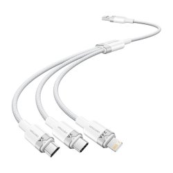 USB 2.0 A to 3in1 3A cable Vention CTPWG 1.5M (white)