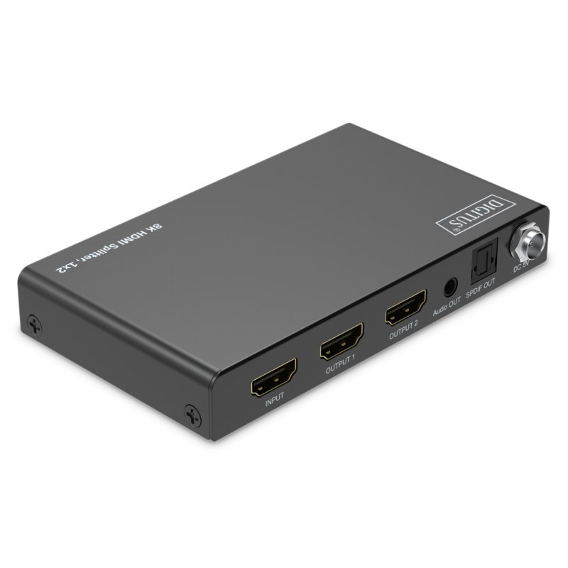 8K HDMI Splitter, 1x2 (schwarz, mit Downscaler)