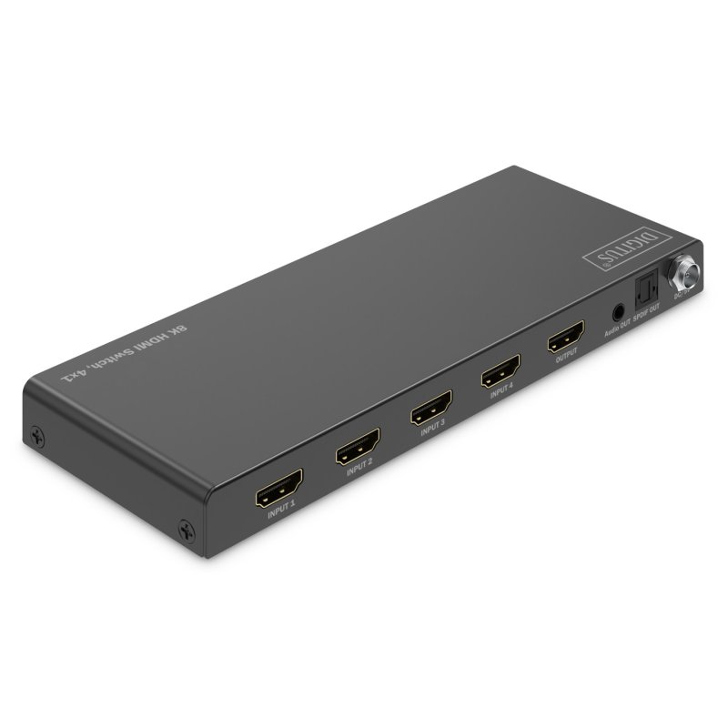 8K HDMI Switch, 4x1 (schwarz, mit Fernbedienung)