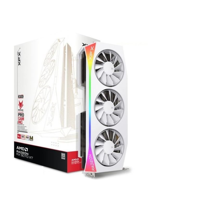 RX 9070 XT 16GB XFX Mercury Magnetic Air RGB OC GDDR6 3 Fan white