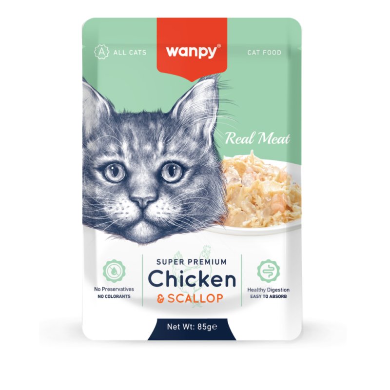 wanpy - Cat Retort Pouch - Chicken & Scallop - 85g