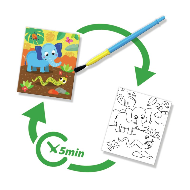 SES Creative 00131 Livre de Coloriage à l'Eau Safari - Avec Stylo à Eau Réutilisable - Coloriage sans Taches - Pages