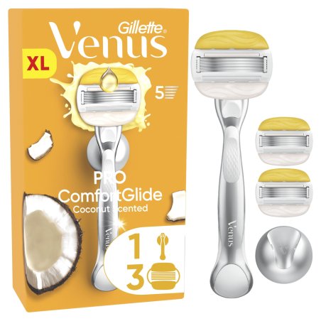 Venus - Gillette Venus Pro ComfortGlide Coconut Scented Women’s Razor, 1 Refill Razor - Yellow/White