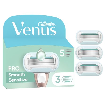 Venus - Pro Smooth Sensitive Razor Blades - Green/White - 3 pcs