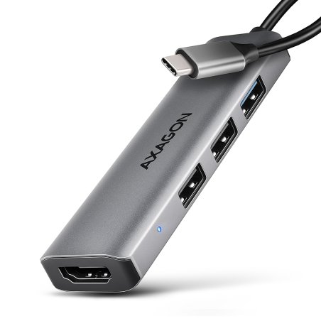 AXAGON HMC-H3A USB-Hub, 3x USB-A, 1x HDMI 1.4b - silber
