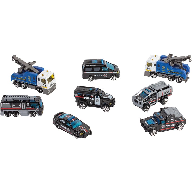SET 8 VEHI METAL POLICE
