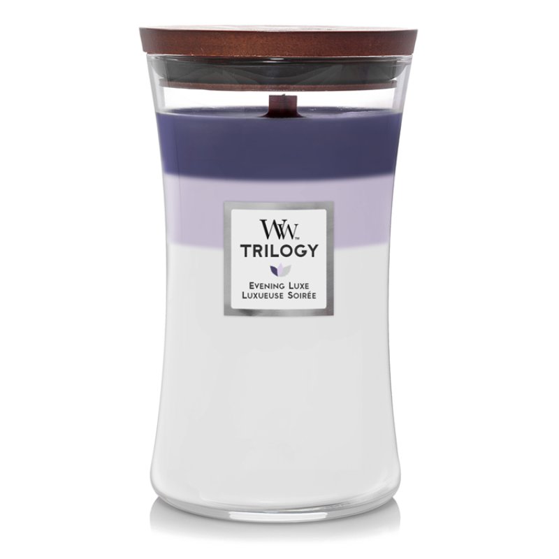 WoodWick Evening Luxe bougie en cire Cylindre Violet, Violet, Blanc 1 pièce(s)