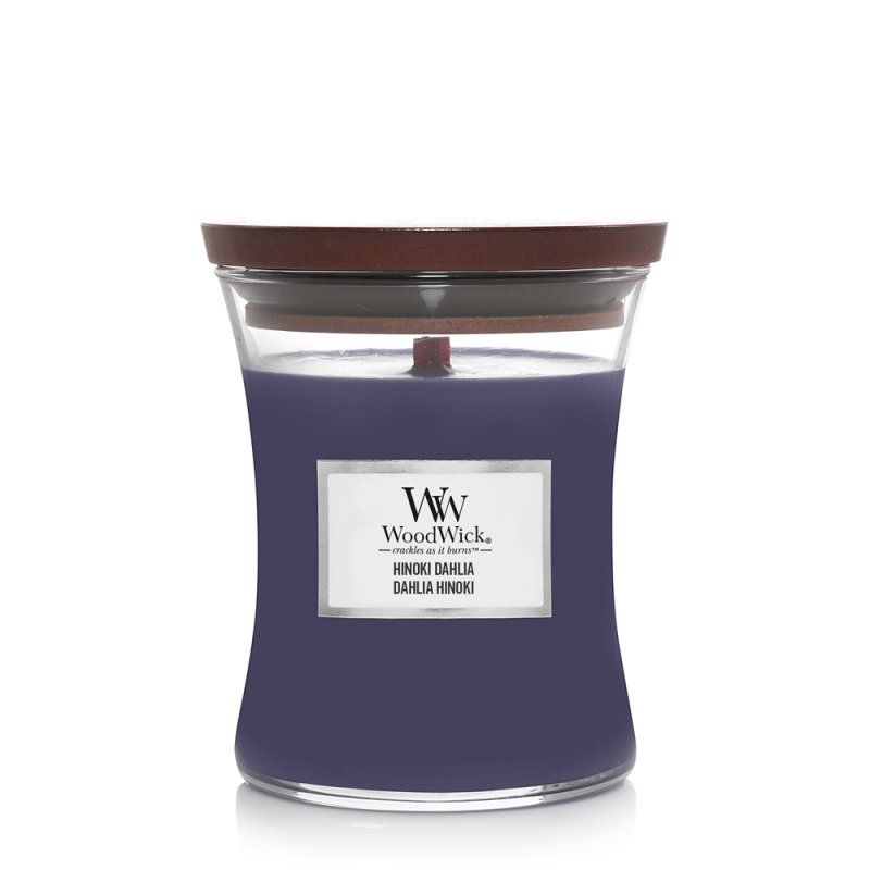 WoodWick Hinoki Dahlia wax candle Cylinder Violet