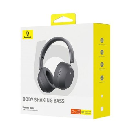 Baseus Bass 35 Max Headphones Wired & Wireless Head-band Music USB Type-C Bluetooth Grey
