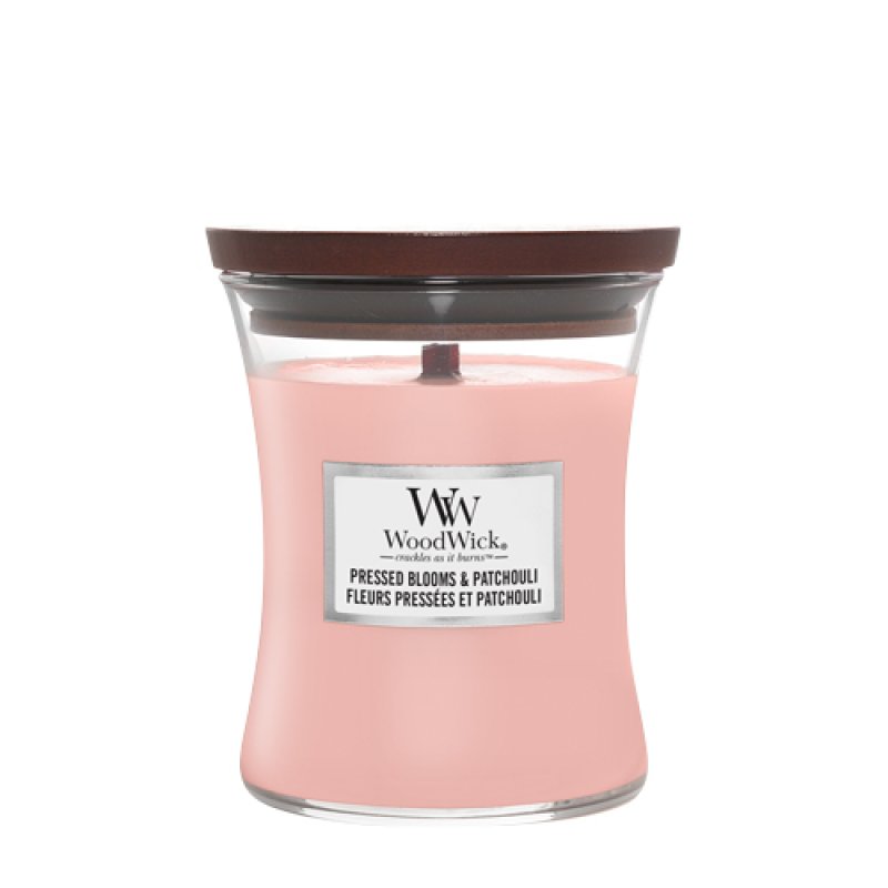 WoodWick Pressed Blooms & Patchouli Medium Jar wax candle Round Pink 1 pc(s)