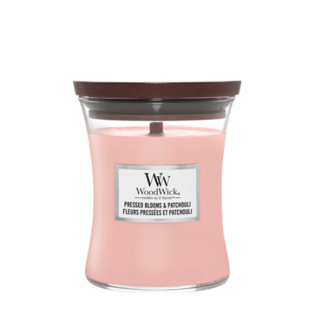 WoodWick Pressed Blooms & Patchouli Medium Jar wax candle Round Pink 1 pc(s)