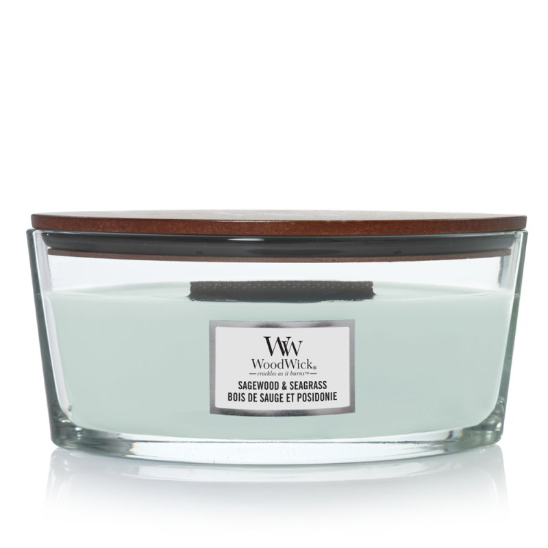 WoodWick Sagewood & Seagrass Ellipse wax candle Turquoise 1 pc(s)