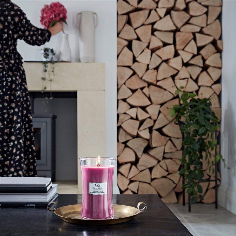 WoodWick Wild Berry & Beets Large Jar bougie en cire Rond Rose 1 pièce(s)