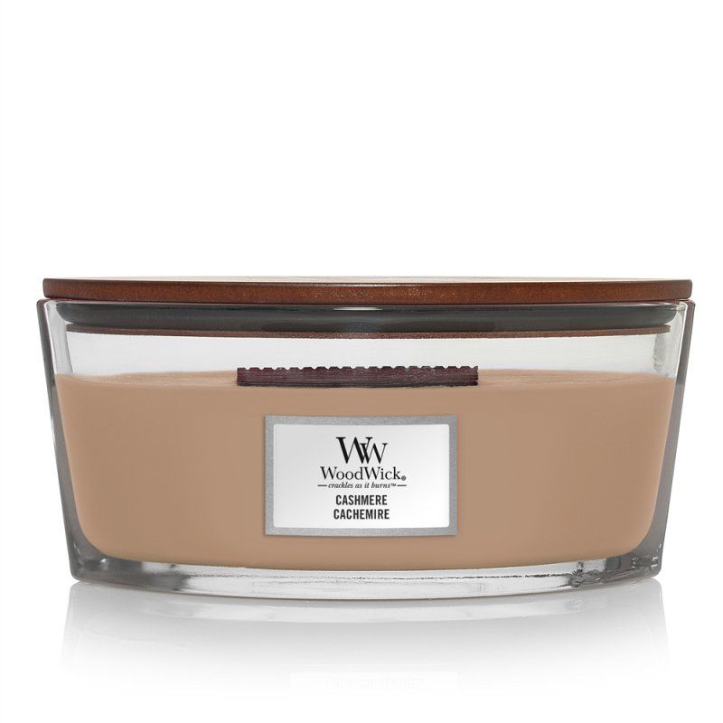WoodWick Cashmere wax candle Ellipse Blackberry, Cedarwood, Fruity, Ginger, Orris, Pear, Pink pepper, Quince,