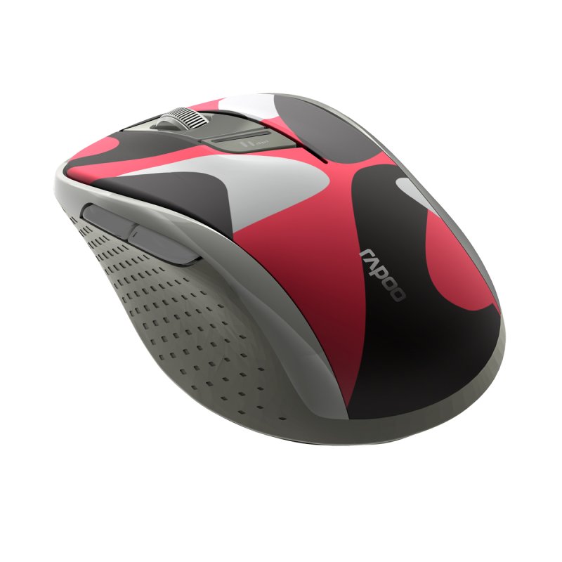 Rapoo Kabellose lautlose Multi-Mode-Maus "M500", Camouflage/Rot Einstellbarer Sensor mit 1.600 DPI