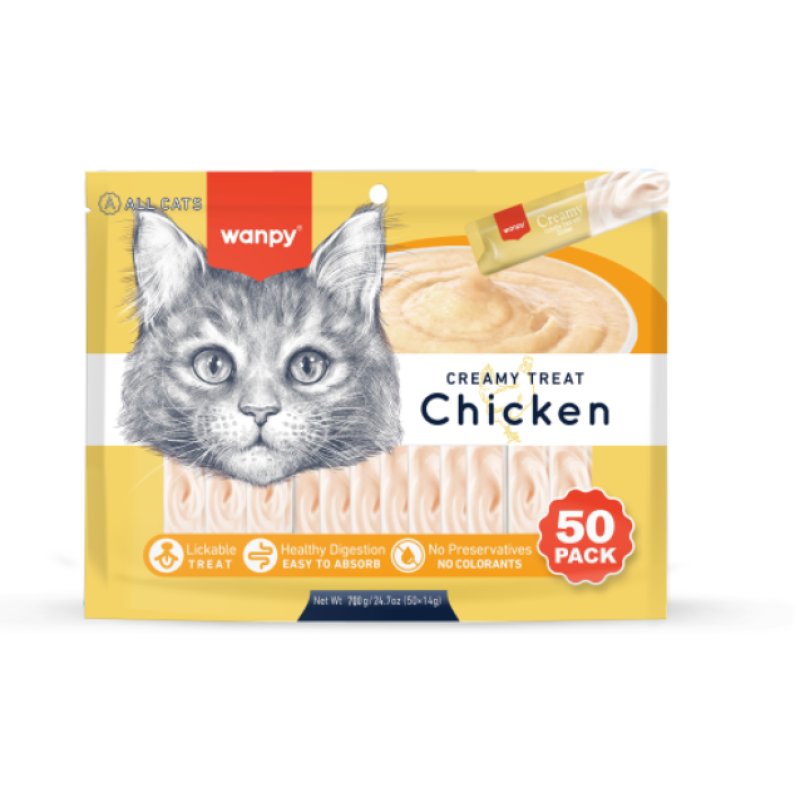 wanpy - Wanpy Cat 50 Pack Creamy Lickable Treat Chicken 700g (50x14g) - 700g (50x14g)