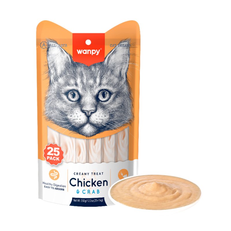 wanpy - Wanpy - 25 x 14gr Pack Creamy Lickable Treat with Chicken and Crab - 25 x 14gr