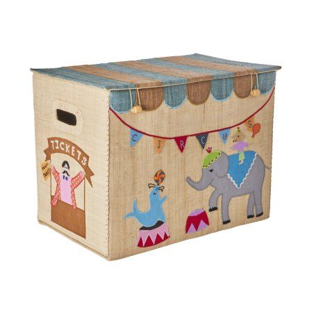 Rice - Raffia Storage Box with Circus Theme - Large