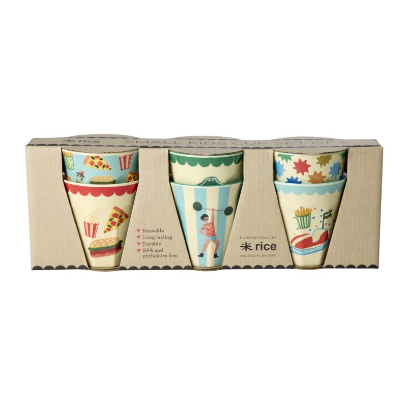 Rice - Melamine Cups with Fun Fair Prints - Mint - Small