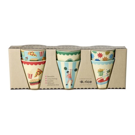 Rice - Melamine Cups with Fun Fair Prints - Mint - Small