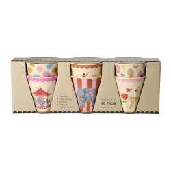 Rice - Melamine Cups with Fun Fair Prints - Pink - Small