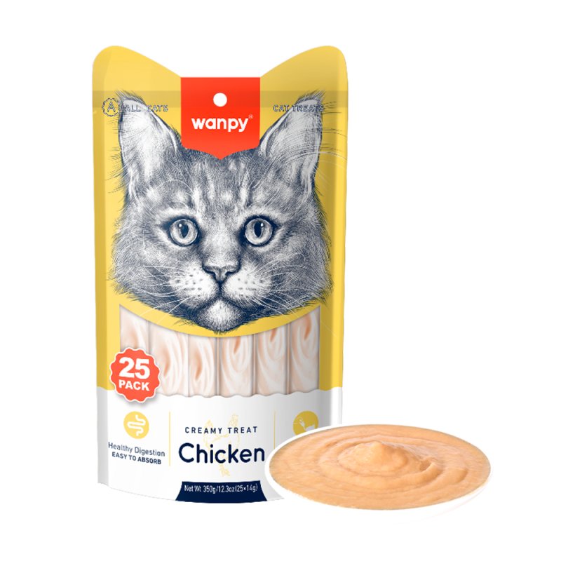 wanpy - Wanpy Cat 25 Pack Creamy Lickable Treat - Chicken 350g (25x14g) - 350g (25x14g)
