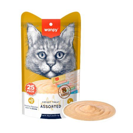 STOCKJBE1 - Wanpy - Cat 25 Pack Creamy Lickable Treat - Mixed Flavor 350g (25x14g)