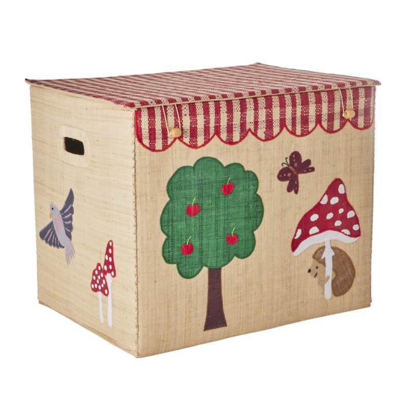Rice - Raffia Storage Box with Happy Forest Theme - Extra Large