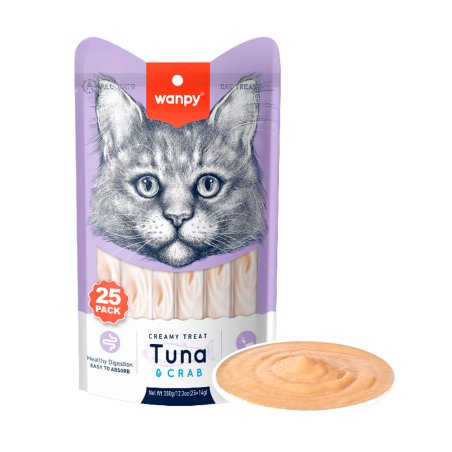 wanpy - Wanpy Cat 25 Pack Creamy Lickable Treat - Tuna & Crab 350g (25x14g) - 350g (25x14g)