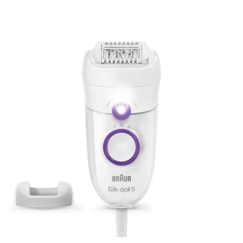 Braun Silk-épil 5 Women's Epilator with Speed Settings and Comfortable Hair Removal - White and Purple