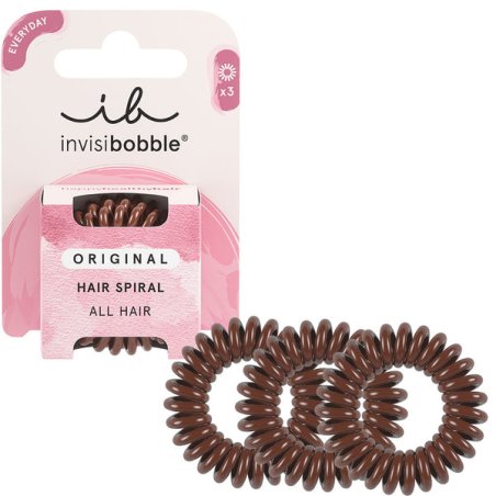 invisibobble Original Hair Tie Pretzel Brown 3 Spiral Hair Ties Brown for Girls, Women & Men - Pack of 3