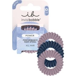 Invisibobble Power X3 Spiral Hair Bobbles Made of Plush in Pink and Blue for Sports Extra Strong Transparent Thick Hair