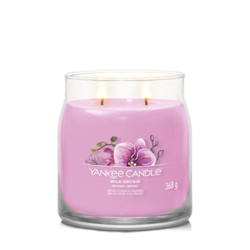 Yankee Candle Wild Orchid bougie en cire Rond Ambre, Banane, Bergamote, Hibiscus, Jasmin, Mandarin, Musc, Orchidée,