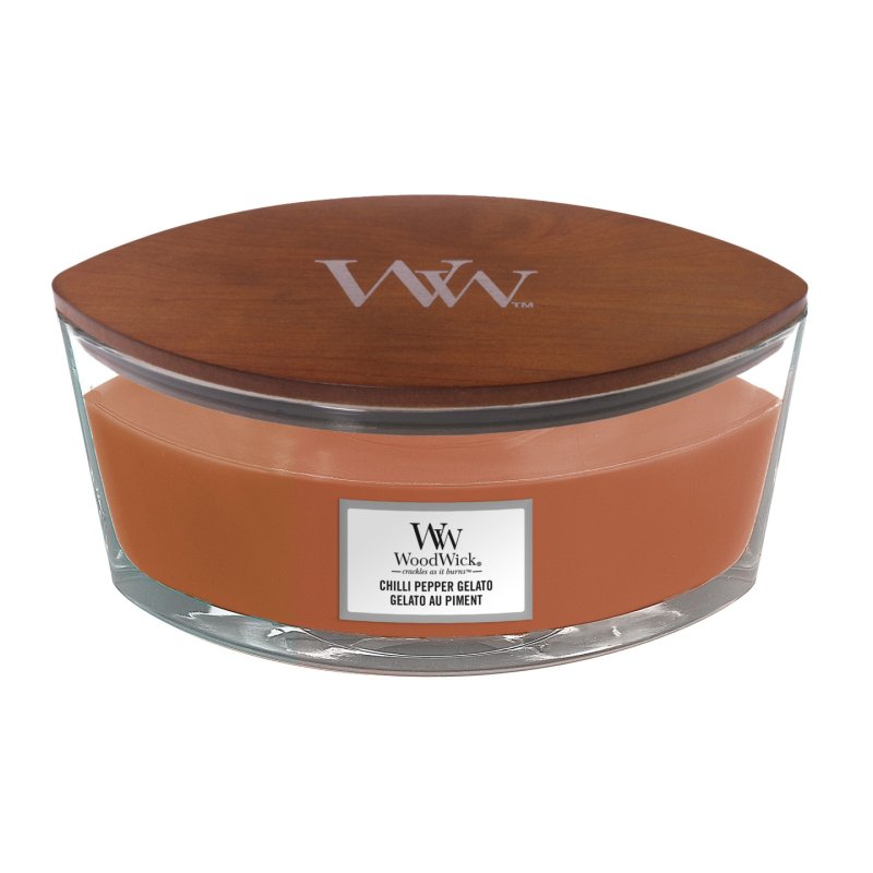 Woodwick Ellipse Scented Candle with Crackling Wick Chilli Pepper Gelato 50 Hours Burn Time
