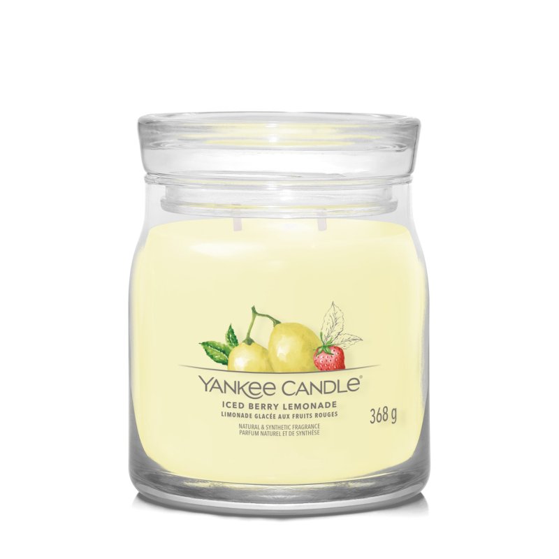 Yankee Candle Iced Berry Lemonade bougie en cire Rond Pamplemousse, Citron, Malt, Mandarin, Ananas, Pomelo, Framboise,