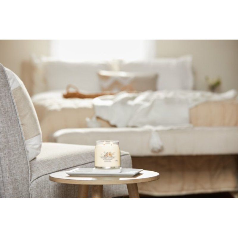 Yankee Candle Soft Wool & Amber bougie en cire Rond Ambre, Bois de cachemire, Héliotrope, Jasmin, Muguet, Musc,