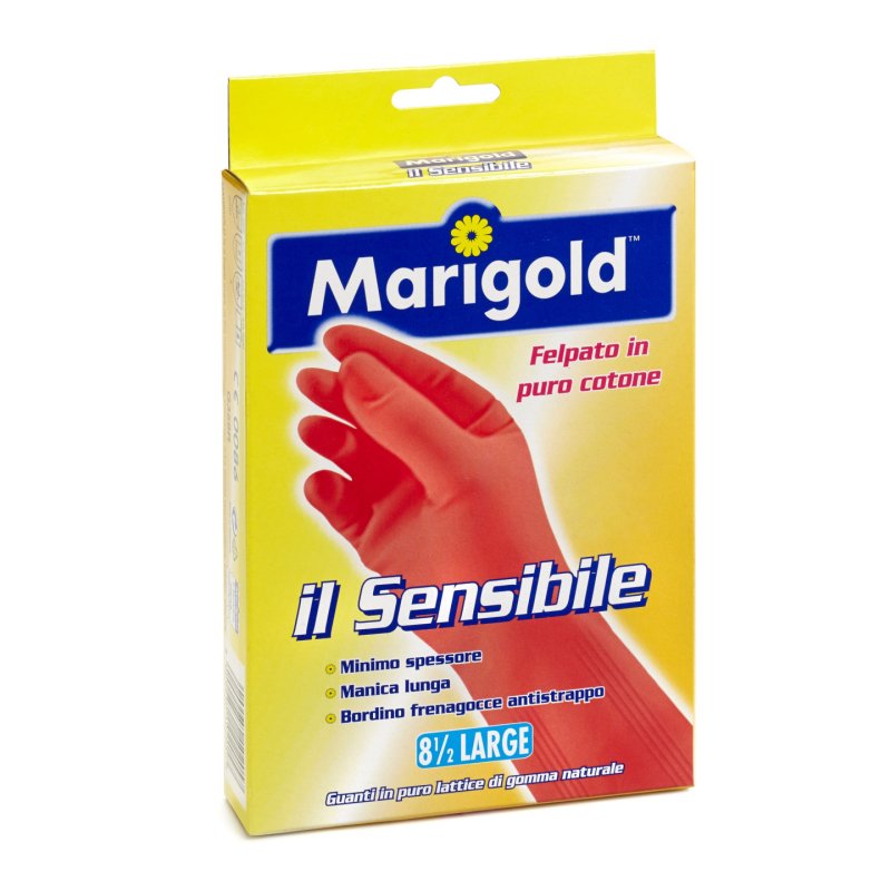 Marigold Sensitive Glove - Thin, Pure Cotton Plush, Long Cuffed, Tear Resistant, Large