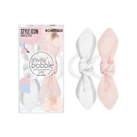 invisibobble Bowtique Nordic Breeze Limited Collection Hair Bow Set Lemming Go - 2 Hair Ties Pink White for Girls and
